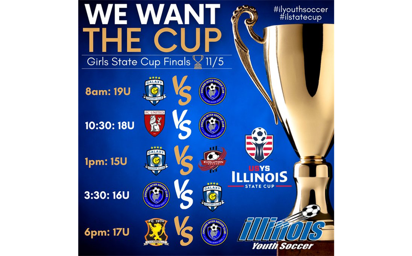 Good Luck in State Cup Finals: U16, U17, U18 Blue and U18 Red (playing U19 Bracket)