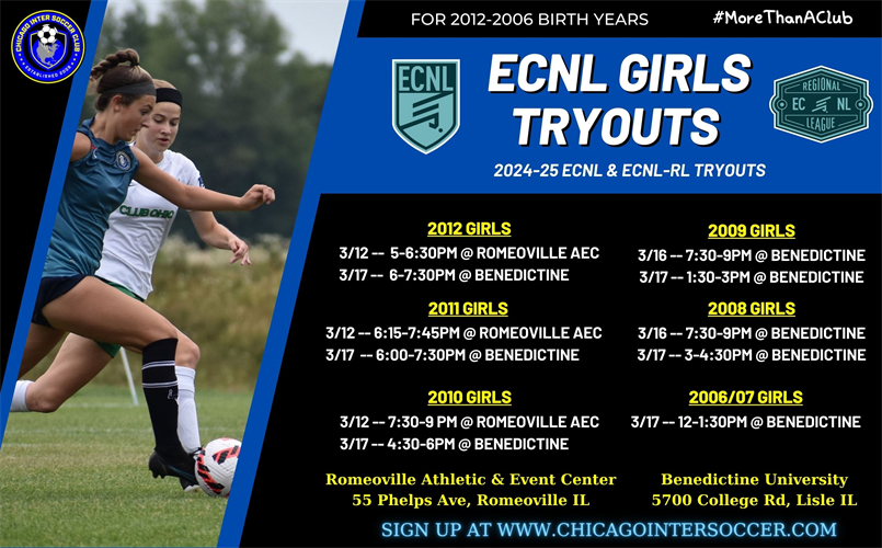 2024-25 ECNL TRYOUT DATES POSTED